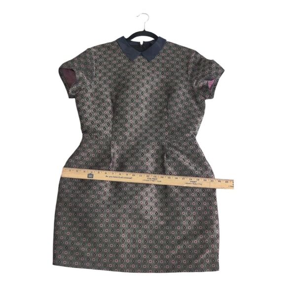 Club Monaco Talis Brocade Patterned Mini Dress with Blue Collar Sz 12 - Picture 8 of 12